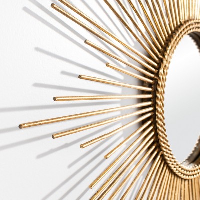 Radiant Gold Leaf Round Sunburst Vanity Mirror