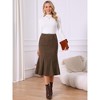 INSPIRE CHIC Women's Corduroy High Waist Button Front Fishtail Skirt with Pockets Midi Skirts - 4 of 4