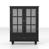 NicBex Modern Minimalist Dining Room Cabinet with Storage,Double Glass Doors and Drawer,Wooden Storage Sideboard Cupboard for Living Room - 3 of 4