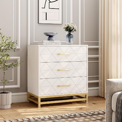Dresser for Bedroom with 3 Drawer, Modern Dressers Chest of Drawers, with Wide Drawers and Metal Handles, Wood Dressers, Black