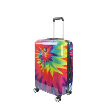 FUL Tie-dye Swirl 24 Inch Spinner Rolling Luggage Suitcase, ABS Hard Case, Upright, Tie-dye