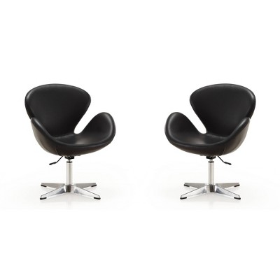 Set of 2 Raspberry Faux Leather Adjustable Swivel Chairs - Manhattan Comfort