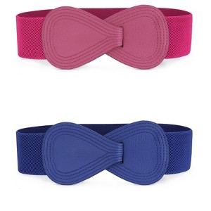 Allegra K Women's Interlock 8-Shaped Buckle Stretch Waistband Belts for Dress 2 Pcs - 1 of 4