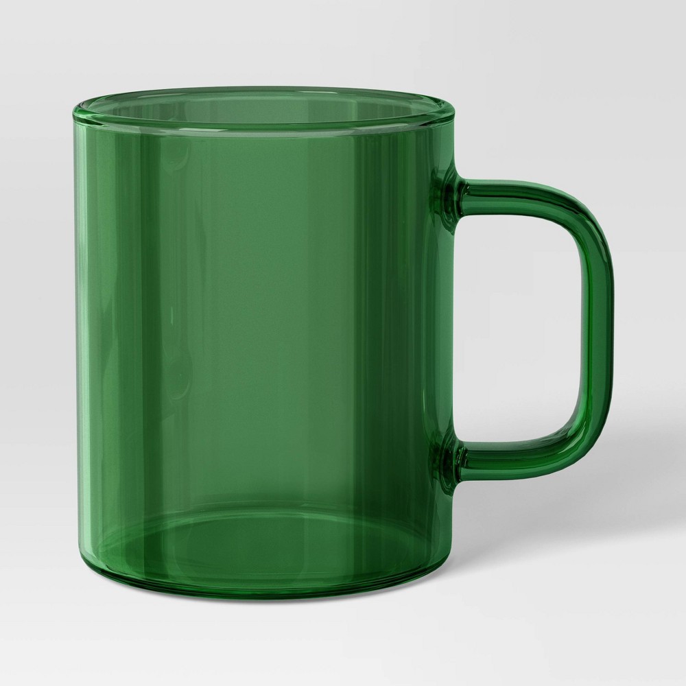 Photos - Glass 14oz Borosilicate  Mug Translucent Green - Room Essentials™: Microwave & Dishwasher Safe, Hot/Cold Beverages