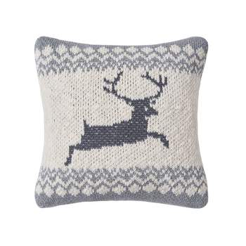 C&F Home 10" X 10" Leaping Deer Knitted Pillow Decor Decoration Christmas Knitted Petite Accent Throw Pillow