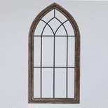 LuxenHome Rustic Wood and Black Metal Arched Window Wall Decor