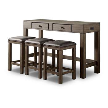 4pc Cohasset Counter Height Dining Set with USB Plug Gray - HOMES: Inside + Out