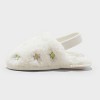 Toddler Nova Embroidered Flower Slippers - Cat & Jack™ Cream - image 2 of 4