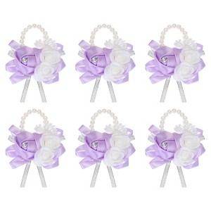 Unique Bargains Decorative Wedding Prom Party Artificial Rose Wrist Corsages - 1 of 3