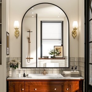 BEAUTYPEAK Arched Bathroom Wall Mirror, Aluminum Frame Vanity Mirror, Modern Wall Mounted Mirror for Bedroom, Living Room, Entryway - 1 of 3