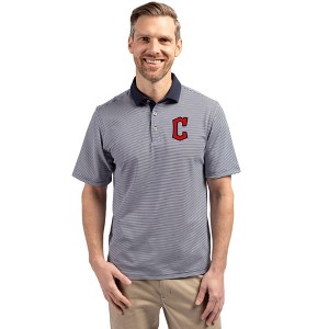 Cleveland Guardians1 Cutter & Buck Virtue Eco Pique Micro Stripe Recycled Mens Polo - 1 of 1
