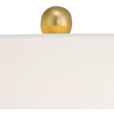 Gold Finish Metal Table Lamp with White Fabric Shade