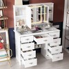 Hitow White 3 Mirrored Dresser with Lighting and Storage Drawers Carved Handles - 3 of 4