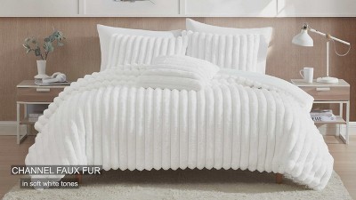 Gray Twin XL Faux Fur Reversible Comforter Set