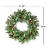 Christopher Knight Home Asher 24’’ Glitter Bristle Mixed Wreath with Warm White Lights (Set of 2) - 3 of 4