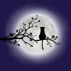 Junior's Design By Humans The Cat and The Moon By Maryedenoa T-Shirt - 2 of 3