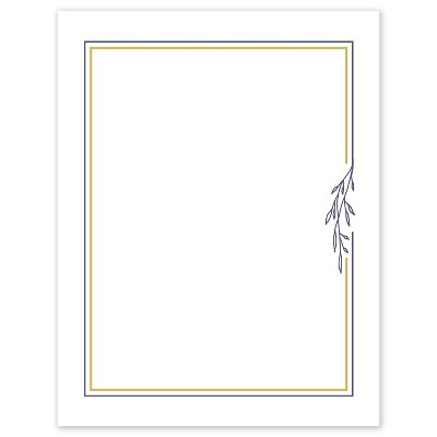 Avery 8.5" x 11" Cards, Gold & Navy Border with Florals, 10 ct