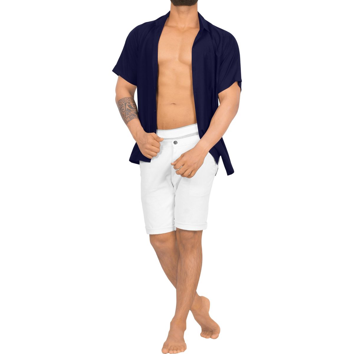 HAPPY BAY Men's Short Sleeve Button Down Casual Collar Summer Beach Shirts Business Shirts for Men Vacation Solid Shirts with Pocket 7XL Blue,Solid - thumbnail 5