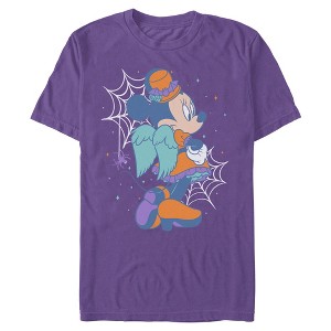 Mens Minnie Mouse Halloween Pose Angel Wings Bats and Webs T Shirt - 1 of 3