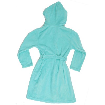 Mint Hooded Fleece Robe for Girls with Belt and Pockets