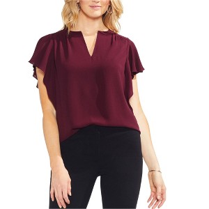 Vince Camuto Womens Flutter Sleeve Knit Blouse - 1 of 1