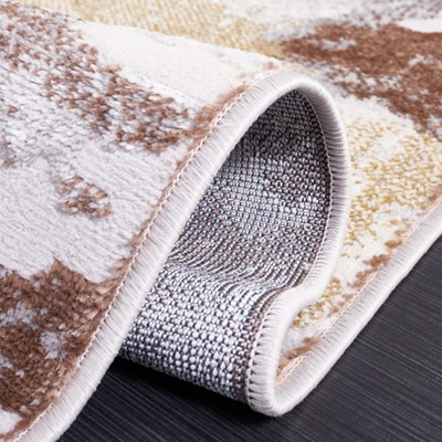 Beige and Brown Abstract Square Synthetic Area Rug