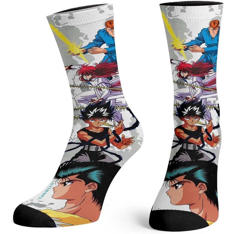 Yu-Yu Hakusho Crew Socks For Men Ghost Files Manga Anime Sublimated Socks Multicoloured, 1 of 5