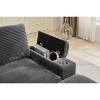 PAGED Upholstered Sofa Corduroy Chaise Lounge Sofa with Handrail Storage, Movable Ottoman, Cupholders for Living Room, Apartment - 4 of 4
