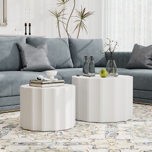 Nesting Coffee Table Set of 2, Modern Coffee Tables, Space-Saving Round Circle Coffee Tables - 1 of 4