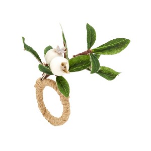Saro Lifestyle Snowberry Napkin Ring (Set of 4), White - 1 of 3