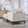 Lyngins Textured Boucle Accent Chair, Modern Farmhouse Square Armchair with Natural Wood Legs, Single Sofa Chair with 2 Pillows for Living Room - 4 of 4