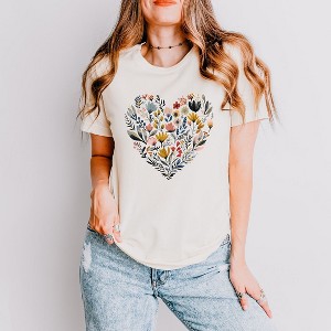 Simply Sage Market Heart Floral Short Sleeve Graphic Tee - 1 of 4