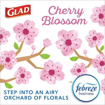 Glad ForceFlex MaxStrength Tall Kitchen Drawstring Pink Trash Bags - Cherry Blossom - 13gal/90ct