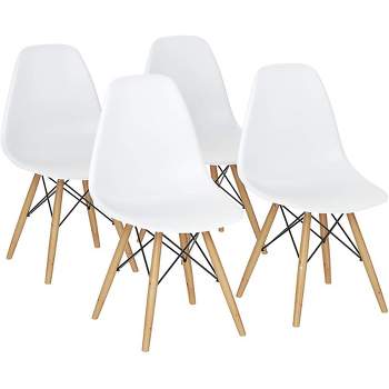 COSTWAY Set of 4 Mid Century Modern Style Dining Side Chair Wood Leg