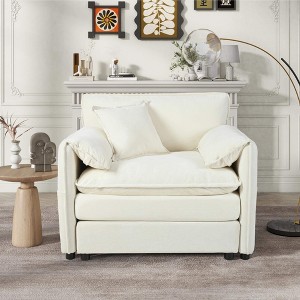 ORRD 41.7" Oversized Upholstered Sofa Chair with Pillow, Beige - 1 of 4