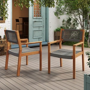 Patio Arm Chairs Set Of 2,Arm Chairs With Rope Seat,Outdoor Rope Chairs,Arm Chairs Set For Patio,Backyard,Garden-Cuddlewood - 1 of 4