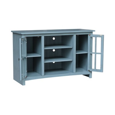 Elegant Gray 53" Solid Para Wood TV Stand with Cabinet Doors