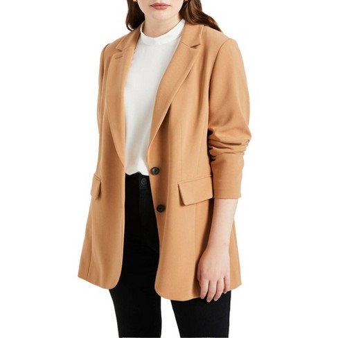 Stradivarius double breasted tailored coat in camel