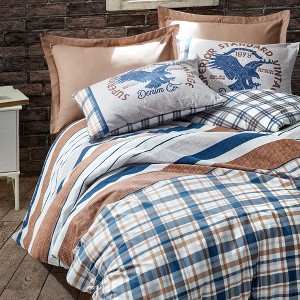 Sussexhome Masculine Collection Duvet Cover Set | Red, Full Size Duvet Cover, 1 Duvet Cover, 1 Fitted Sheet and 2 Pillowcases - 1 of 4