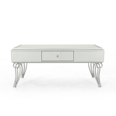 Belvidere Modern Mirrored Coffee Table, Mirrored Coffee Table Set With Drawers
