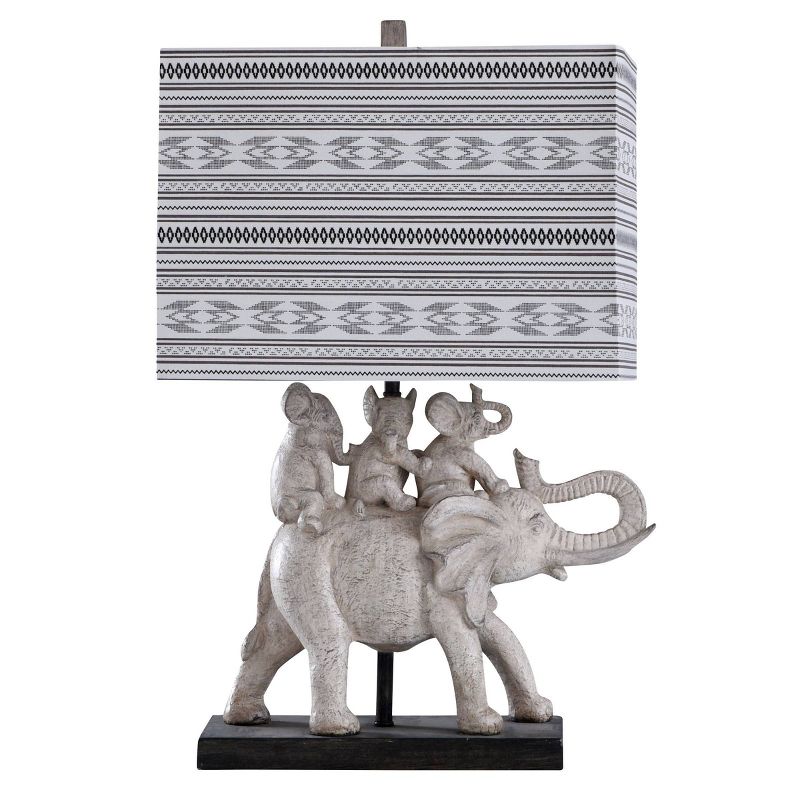 Dapple Family of Elephants Table Lamp with Rectangle Shade Gray/Brown - StyleCraft, 6 of 7