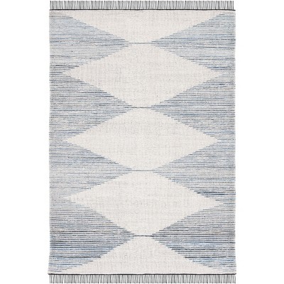 Kilim With Fringes KLM309 Flat Weave Area Rug - Blue/Ivory - 8'x10' - Safavieh
