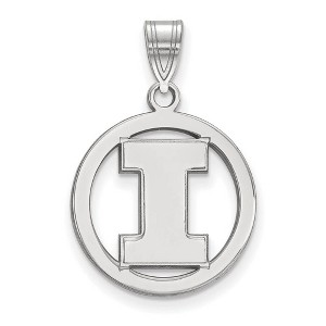 Black Bow Jewelry Sterling Silver Illinois Fighting Illini NCAA Small Pendant - 1 of 3