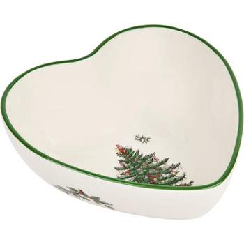 Spode Christmas Tree Heart Shaped Dip Bowl, 4.75 Inches, Made of Fine Earthenware