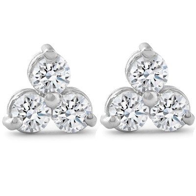 Pompeii3 2ct Three Stone Diamond Earrings 14K White Gold