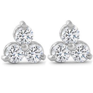 Pompeii3 2ct Three Stone Diamond Earrings 14K White Gold - 1 of 4