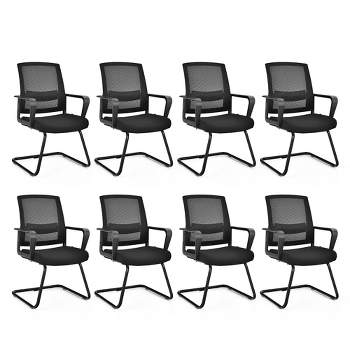 Tangkula Set of 8 Conference Chairs Mesh Reception Office Guest Chairs w/ Lumbar Support