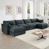 Modular Chenille Sectional Sofa with Under-Seat Storage Drawers and 2 Ottomans, U-Shaped Oversized 4-Seat Sofa for Living Room–The Pop Home - 3 of 4