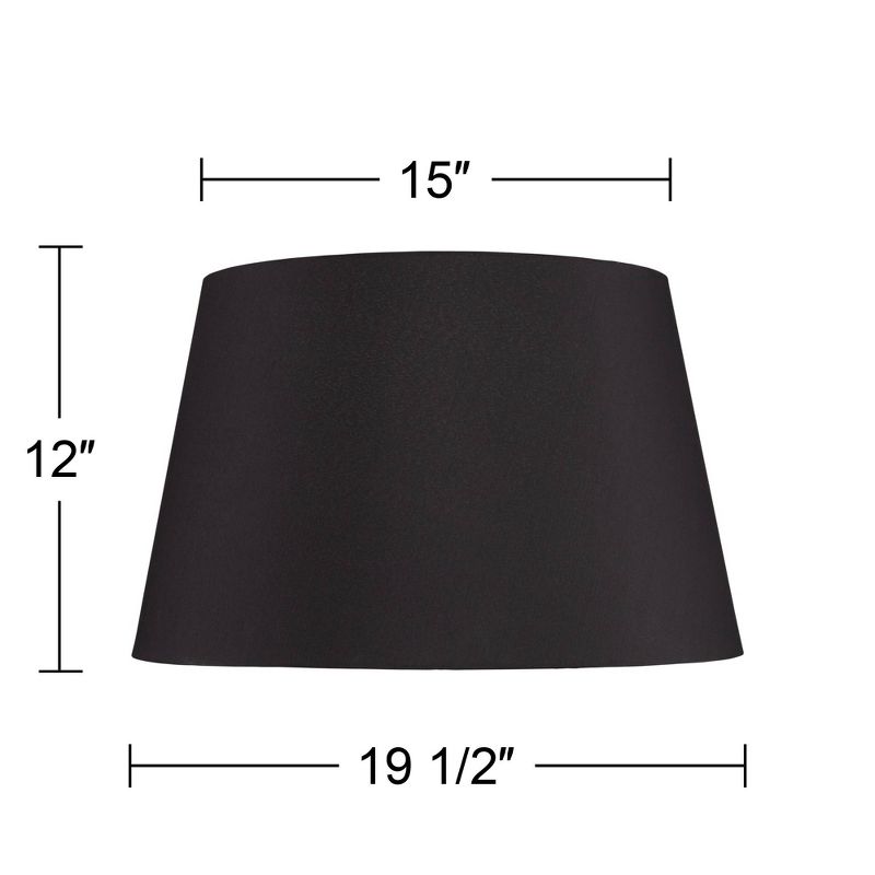 Springcrest Black Faux Silk Large Tapered Drum Lamp Shade 15" Top x 19.5" Bottom x 12" Slant x 12" High (Spider) Replacement with Harp and Finial, 5 of 9