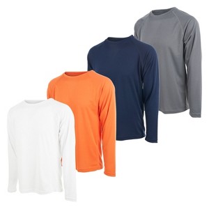 Premium Men’s Active Long Sleeve Tees Wicking Athletic UV Ray Protection, Up to 3XL, Pack of 4 - 1 of 4